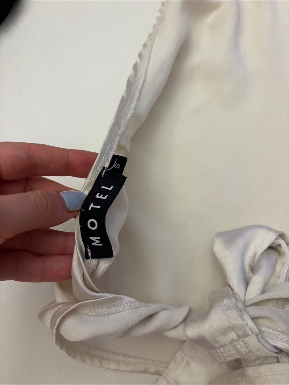 Motel Rocks Satin Ivory Tie-Front Halter - Picture 3 of 3